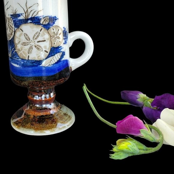 Otagiri Cup Ceramic Irish Coffee Demitasse Mug Seashell Sand Dollar 1970s - Picture 12 of 12